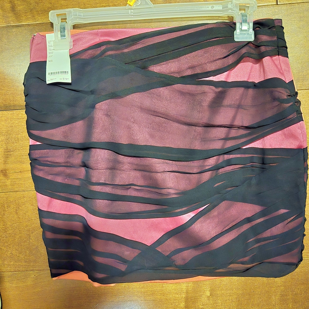 BEBE Hot Pink And Black Tulle Chic Mini Skirt. *NWT*